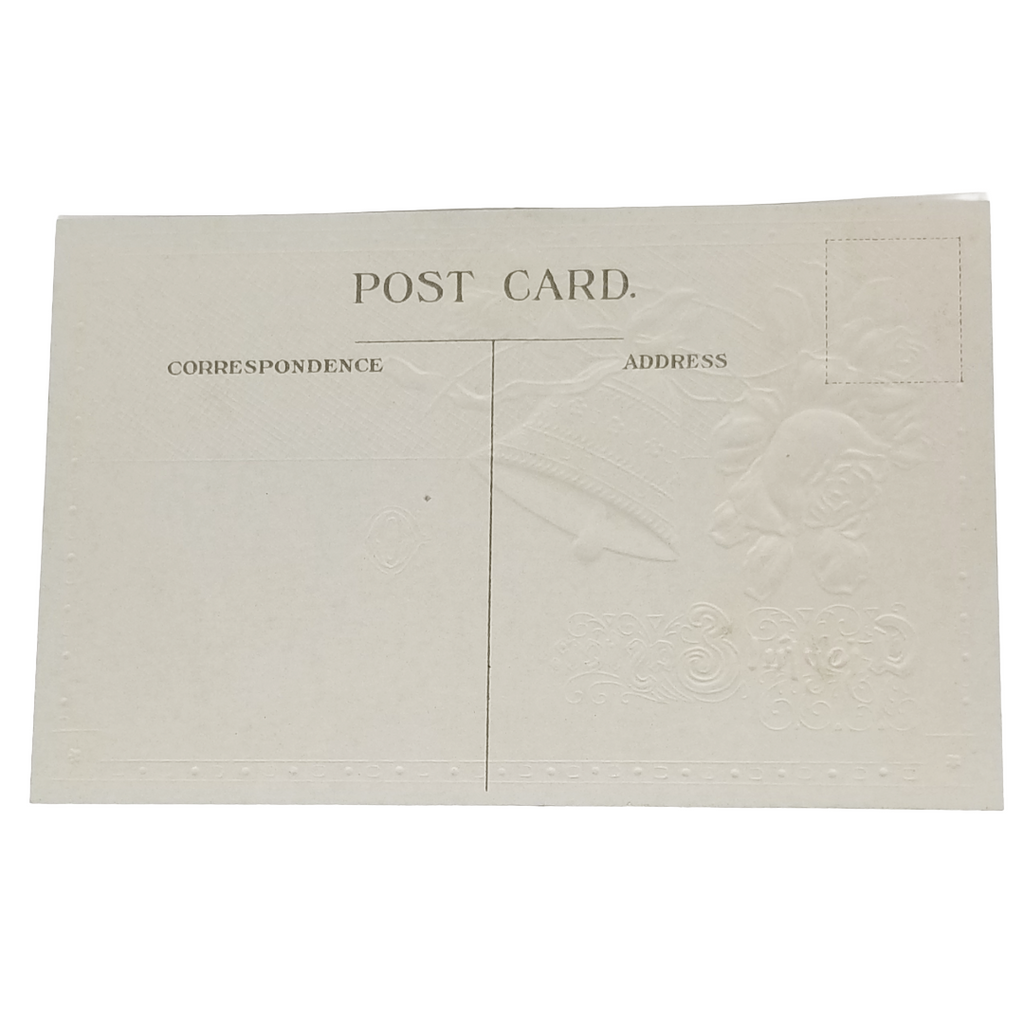 Easter Postcard Yellow Roses with Gold Embossed Bell Art Nouveau Style