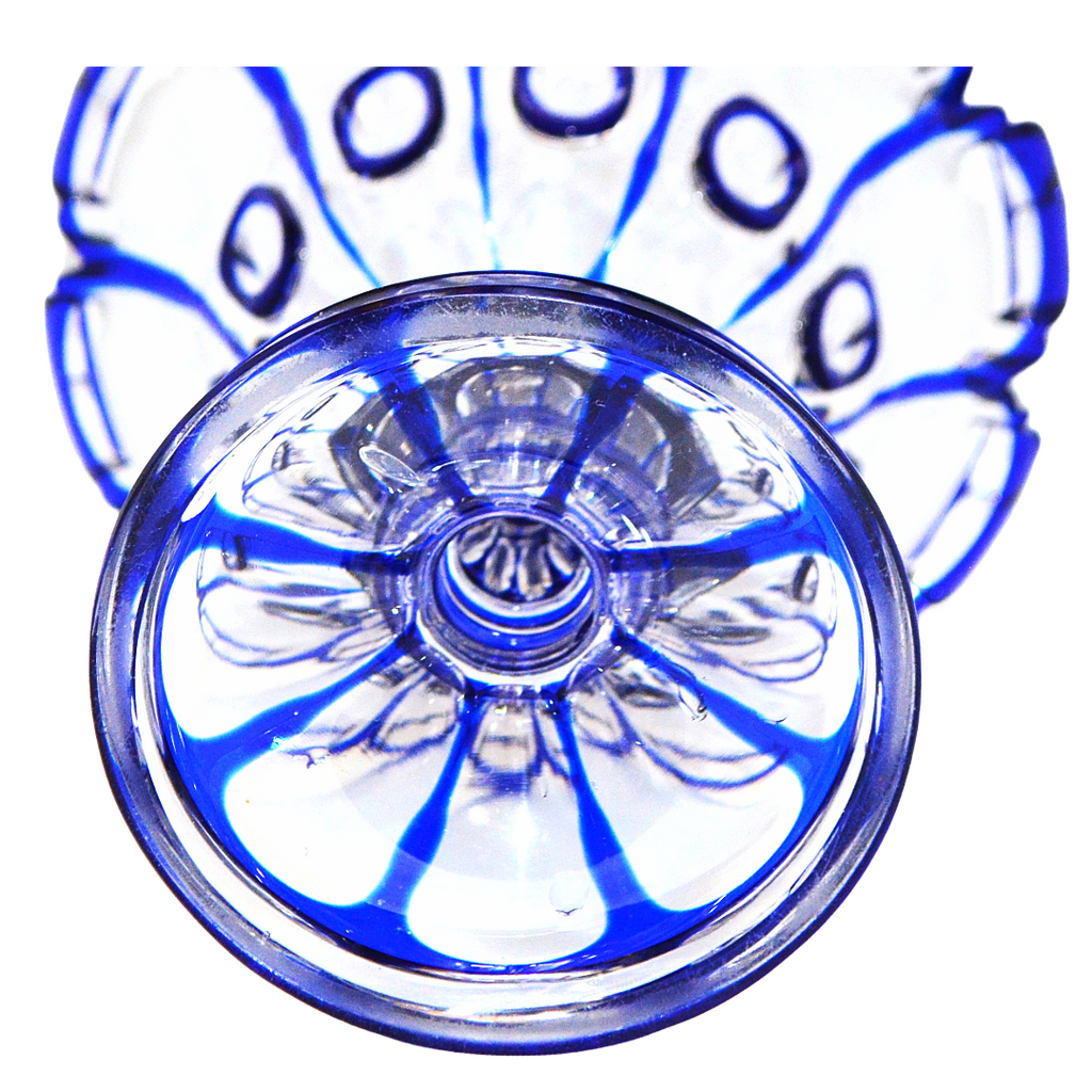 Vintage Bohemian Cobalt Blue Cut to Clear Glass Tazza Compote | Antique Czech Crystal Pedestal Centerpiece Bowl
