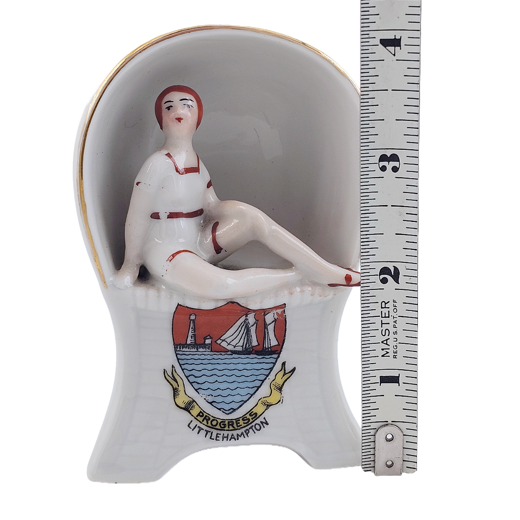 Vintage Porcelain Art Deco Era Flapper Bathing Beauty Souvenir Figurine