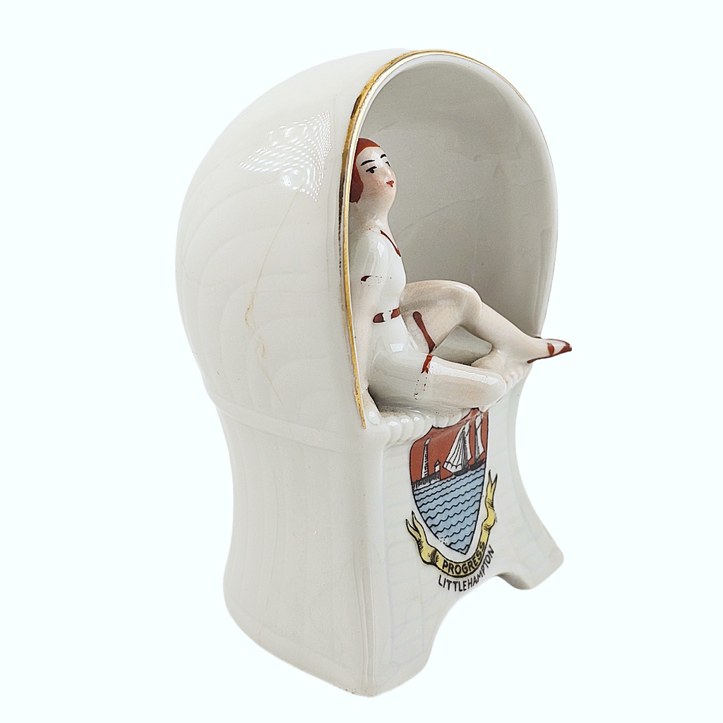 Vintage Porcelain Art Deco Era Flapper Bathing Beauty Souvenir Figurine