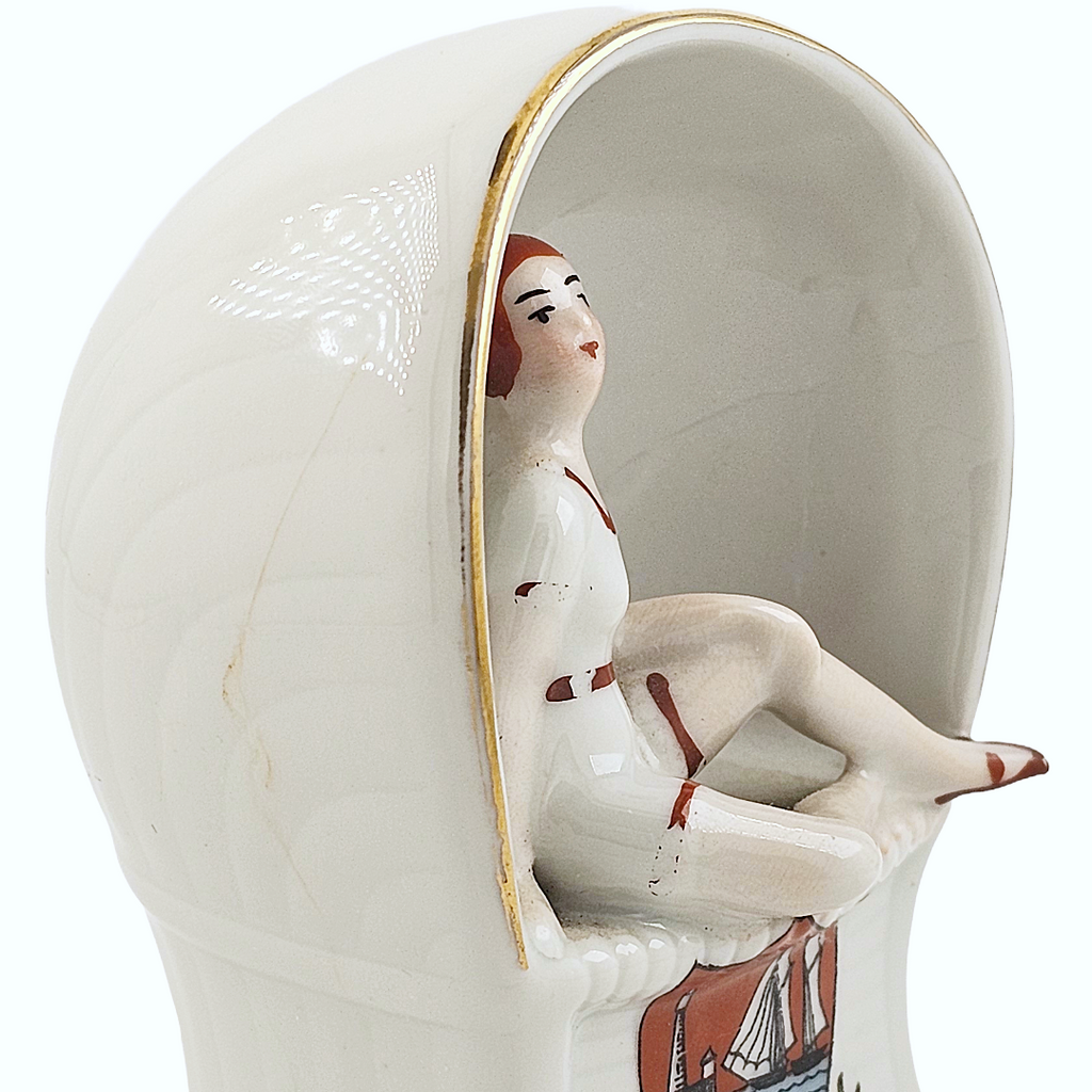 Vintage Porcelain Art Deco Era Flapper Bathing Beauty Souvenir Figurine