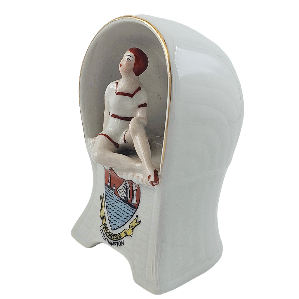Vintage Porcelain Art Deco Era Flapper Bathing Beauty Souvenir Figurine