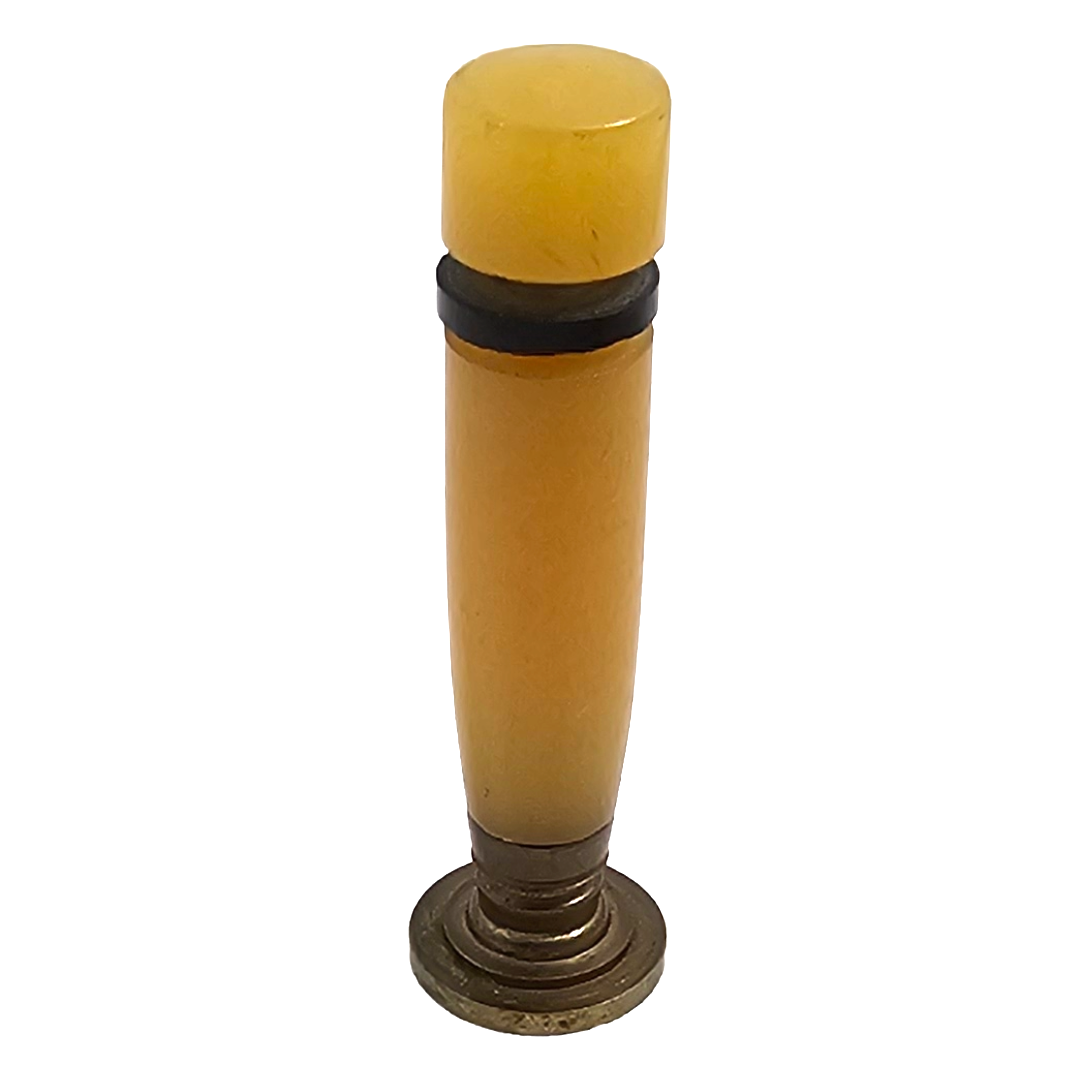 antique art deco butterscotch bakelite wax seal stamp with monogrammed KS