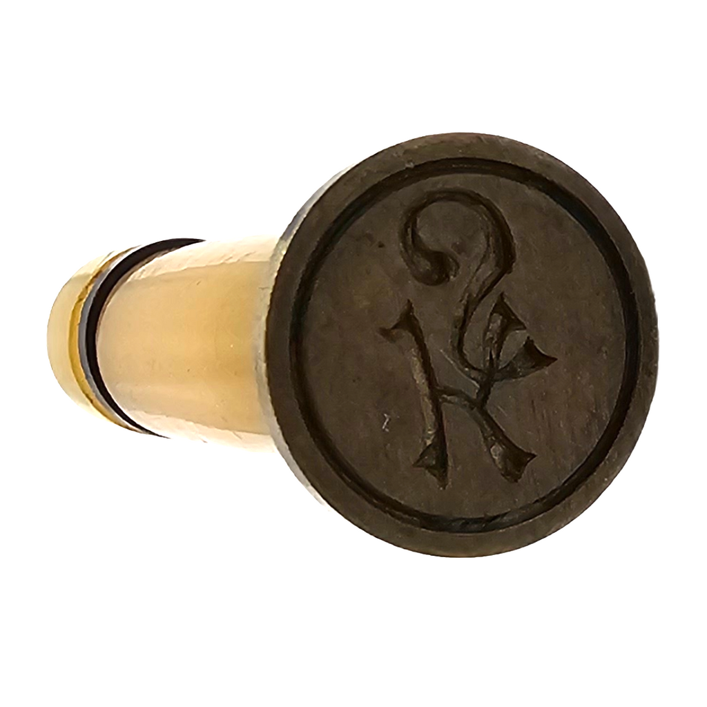Vintage Art Deco Bakelite Wax Seal Stamp | Monogrammed Butterscotch Desk Accessory