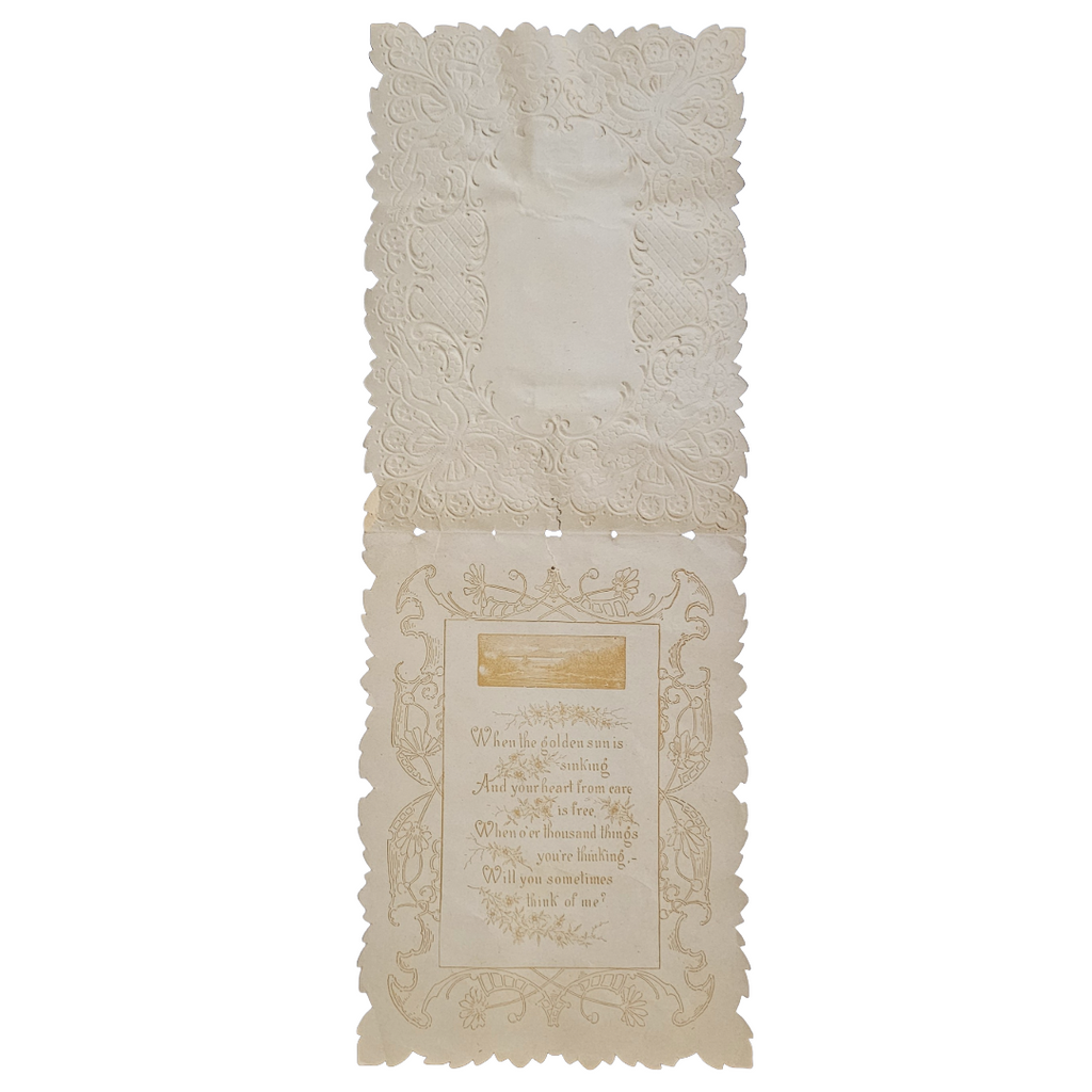 Antique German Die Cut Embossed Silver Foil Valentine's Card Children & Flowers