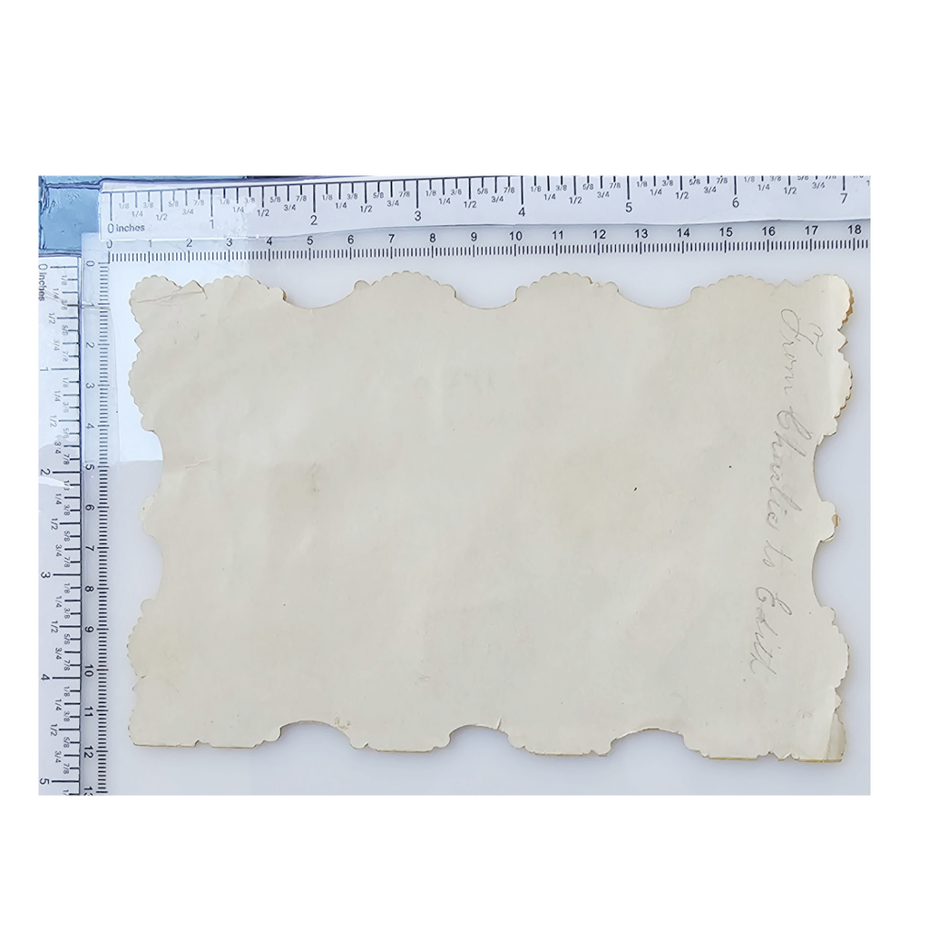 Antique German Die Cut Embossed Silver Foil Lace Valentine's Card Winter Landscape