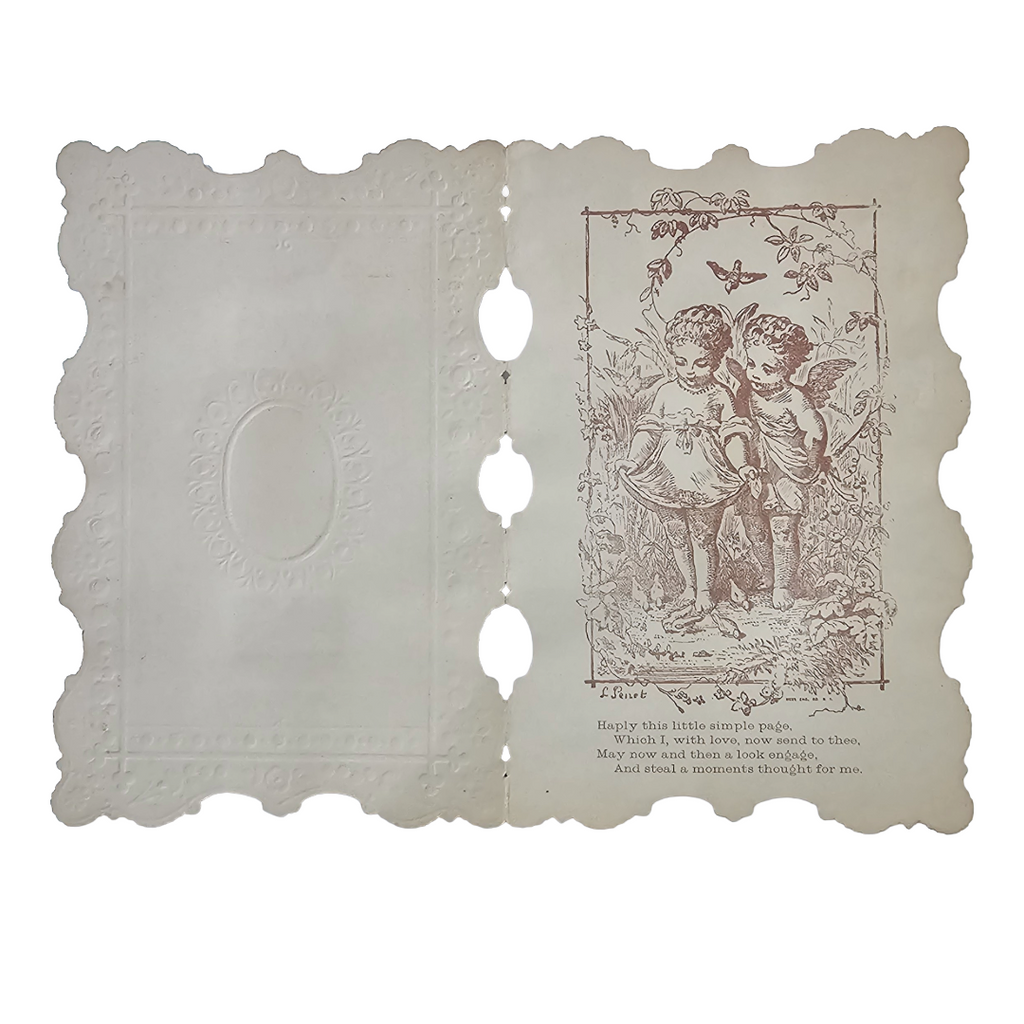 Antique German Die Cut Embossed Gold Foil Valentine's Card Boucher Caged Doves