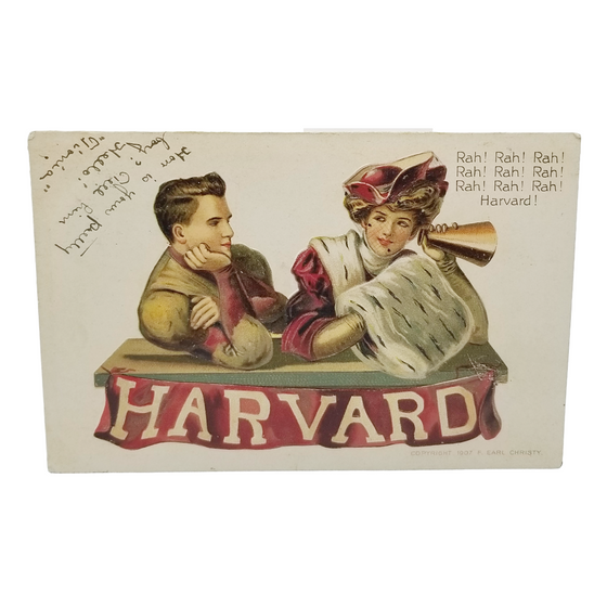 Romantic Postcard Edwardian Couple Harvard College Series Artist Earl Christy