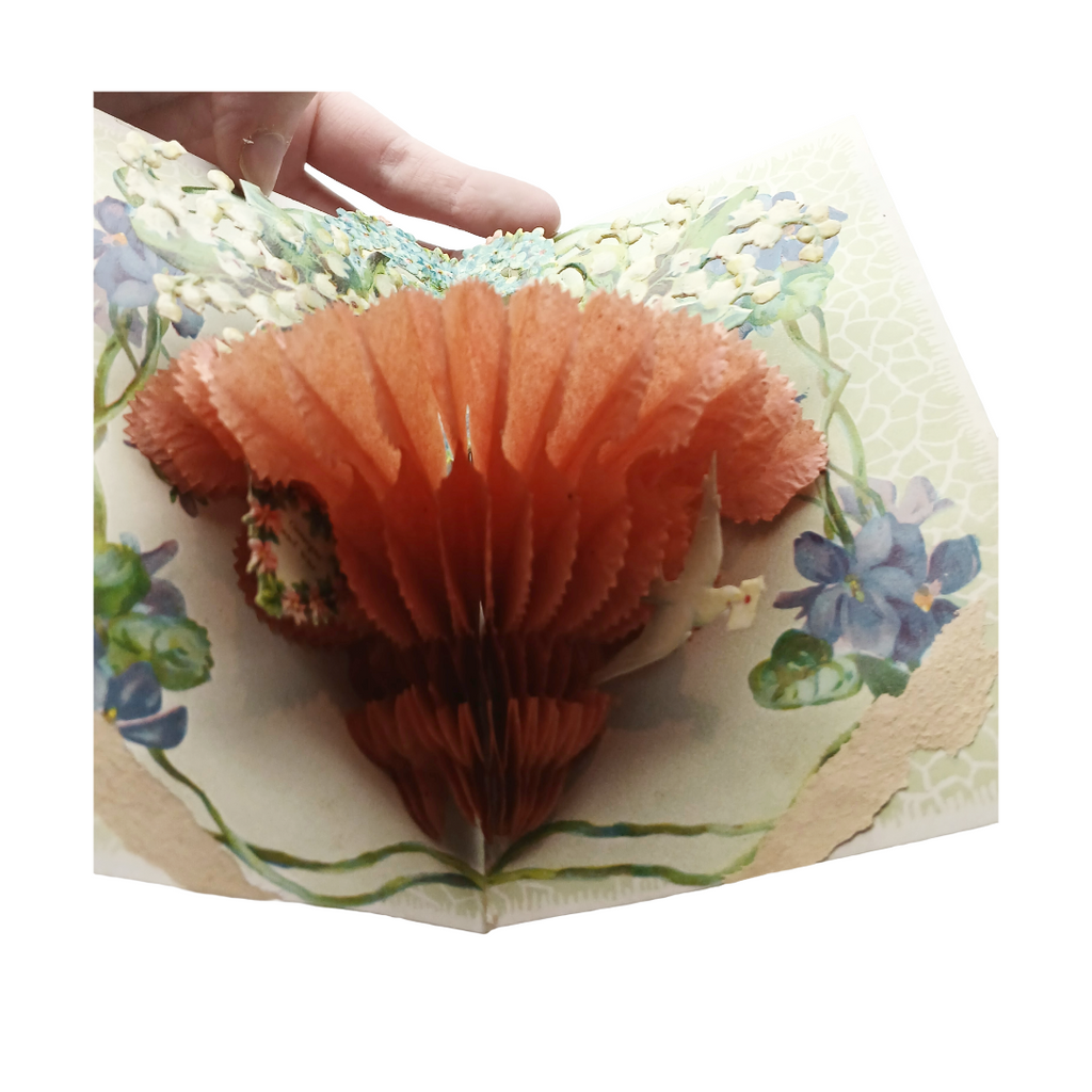 Valentine Postcard Fold Out Honeycomb Die Cut Cupid's Message