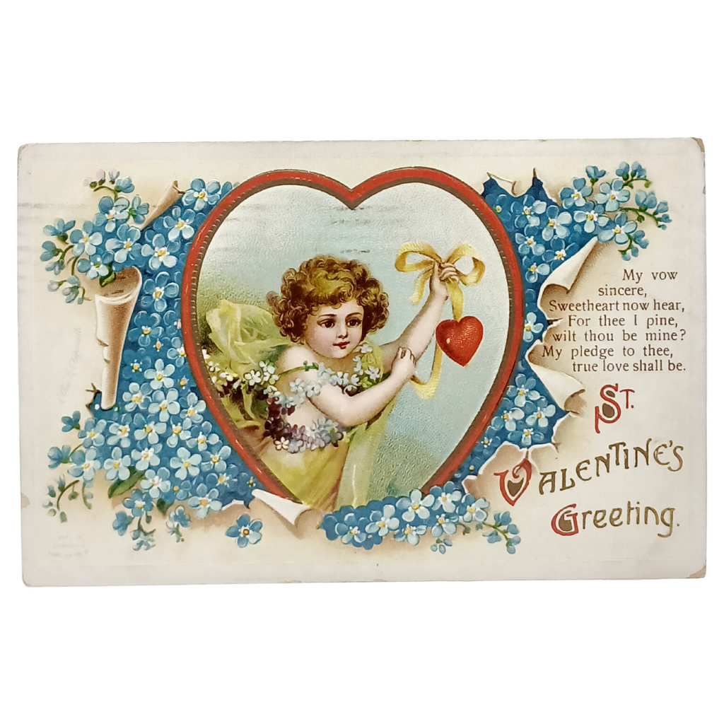 Vintage Valentine Postcard Ellen Clapsaddle Cupid Angel Heart Flowers Series 1226
