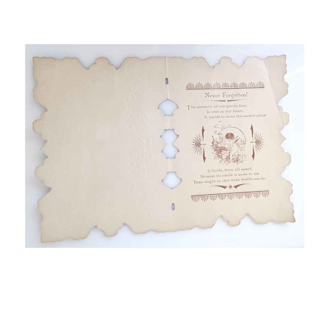 Antique 1800s German Die Cut Embossed Valentine's Card Woman with Flowers