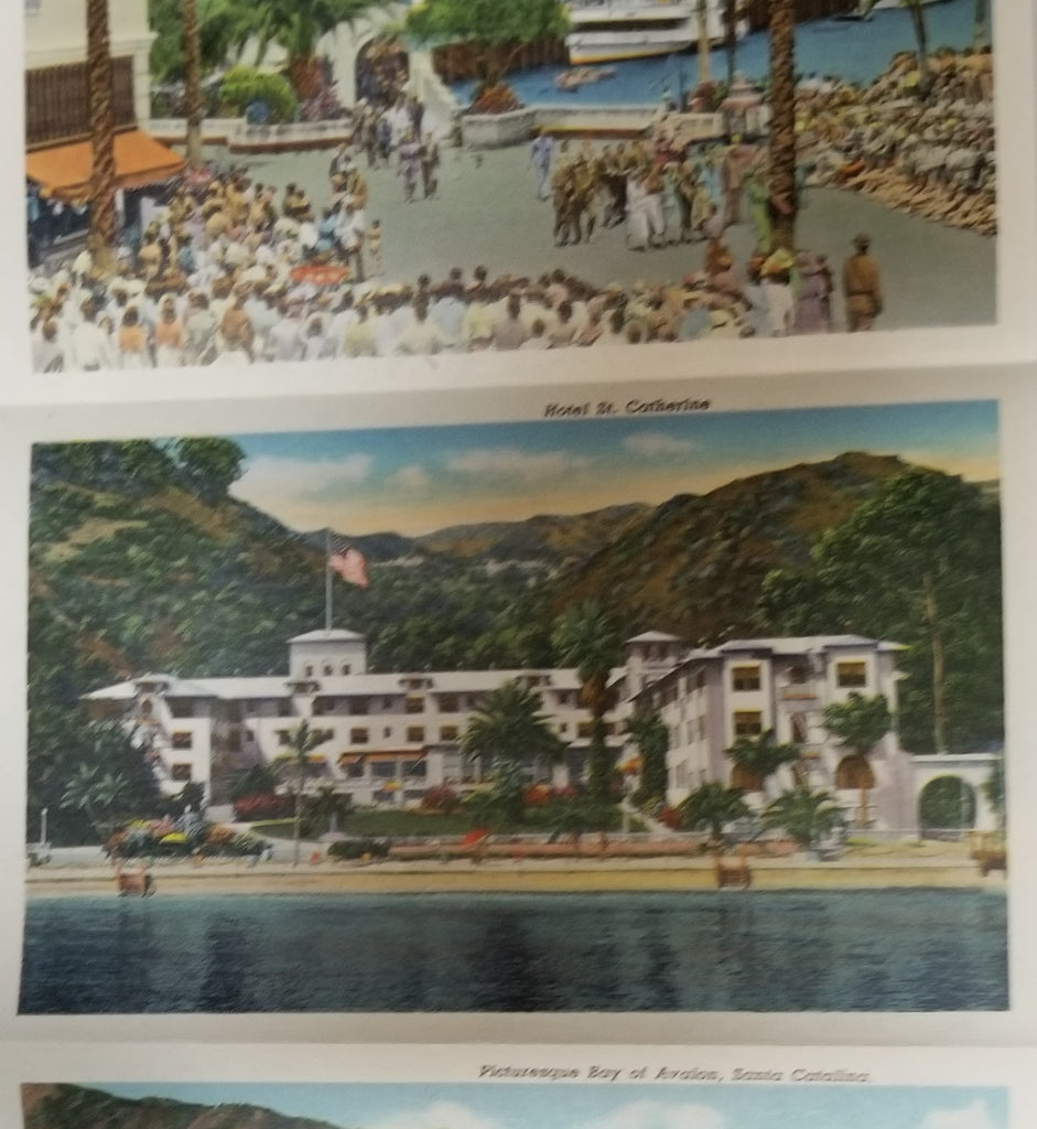 Vintage Linen Travel Foldout Souvenir Postcard Booklet Santa Catalina California The Magic Isle