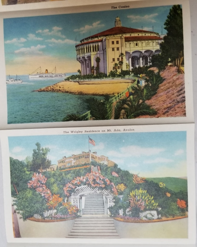 Vintage Linen Travel Foldout Souvenir Postcard Booklet Santa Catalina California The Magic Isle