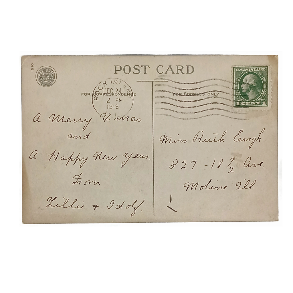 Ellen Clapsaddle New Year's Postcard Woman in Blue Wolf Publishing