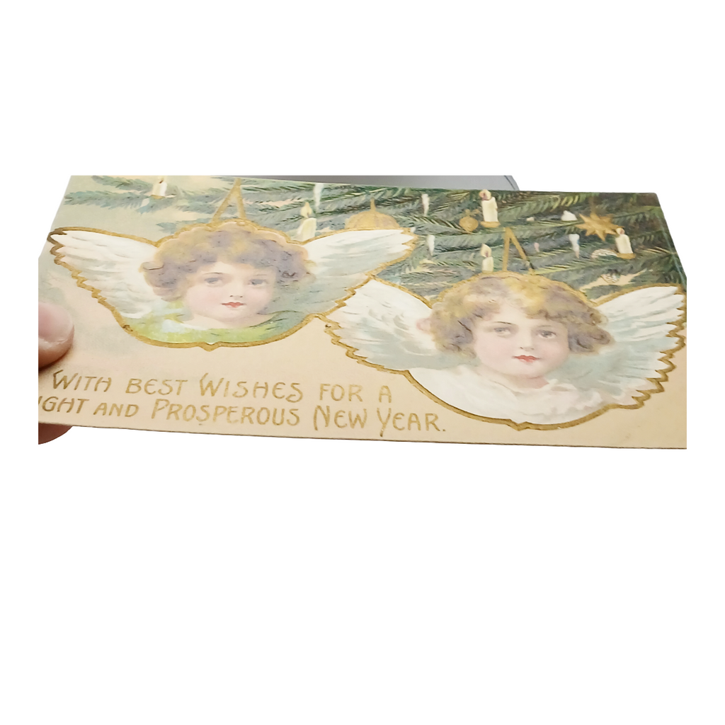 New Year's Postcard Artist Clapsaddle Angel Cherubs Tree Decorations Series 788