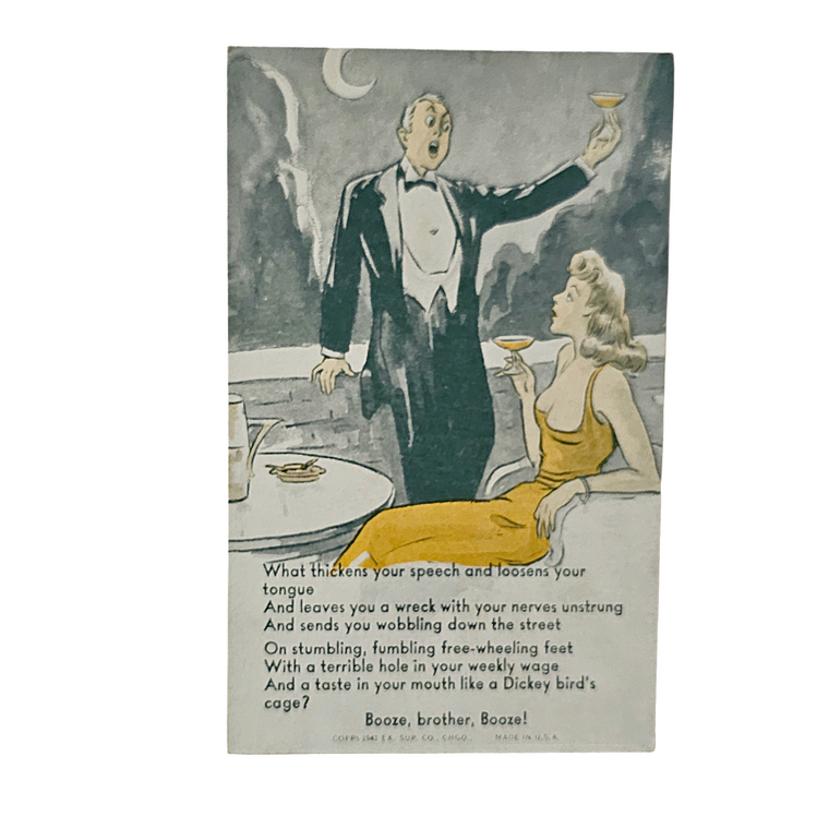 Drunk Toasting Woman Booze Brother Poem Arcade Exhibit Card