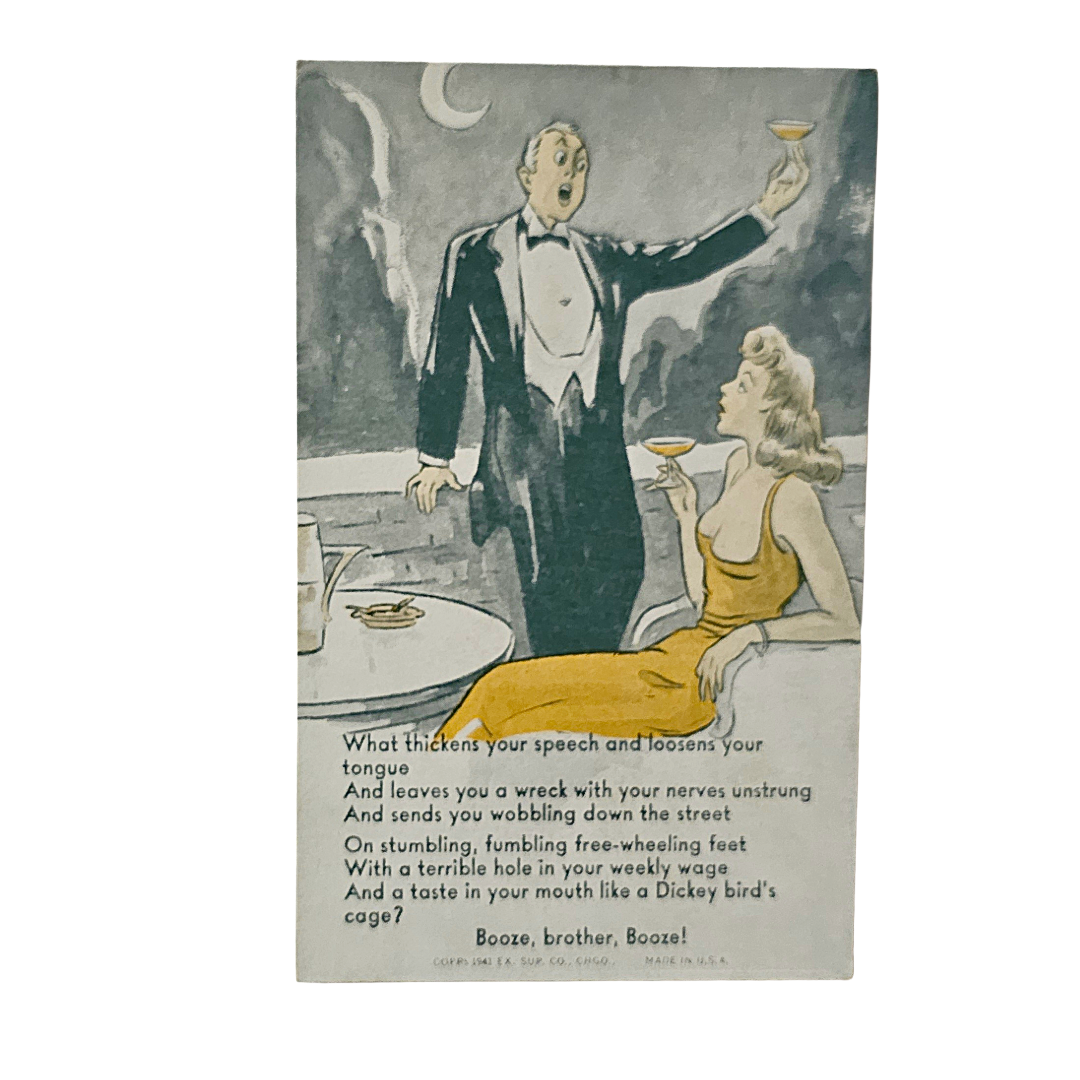 Drunk Toasting Woman Booze Brother Poem Arcade Exhibit Card