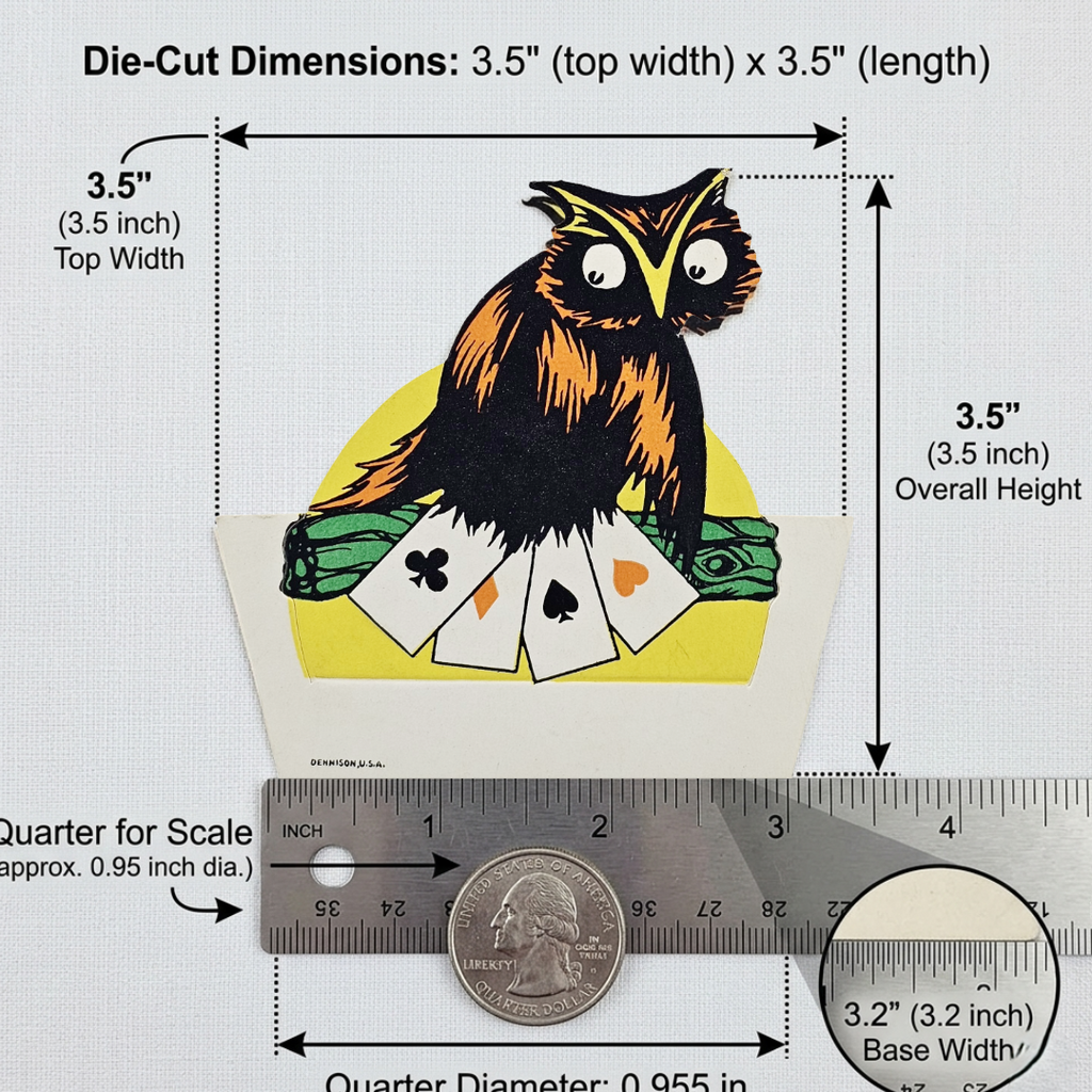 Rare 1920s Art Deco Vintage Dennison Halloween Die Cut Place Card – Fortune Telling Owl