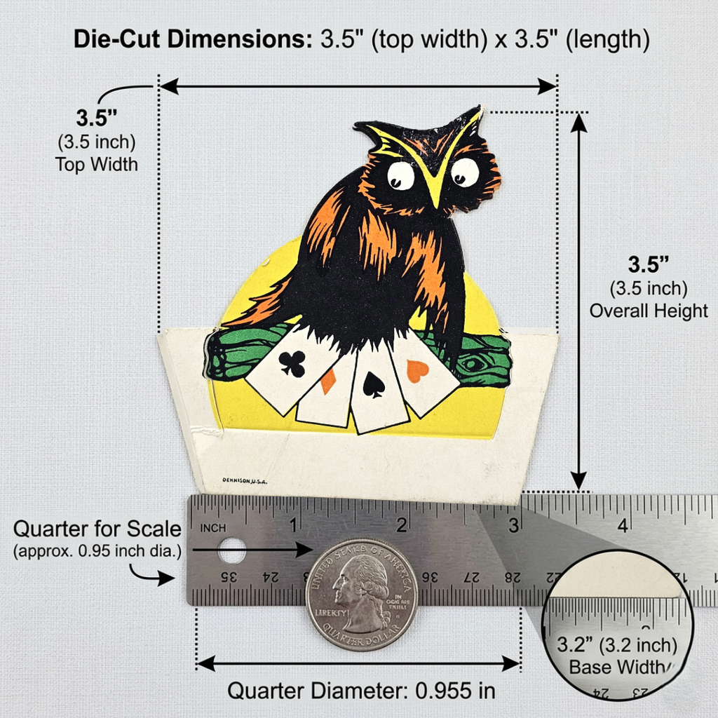 Rare 1920s Art Deco Vintage Dennison Halloween Die Cut Place Card – Fortune Telling Owl