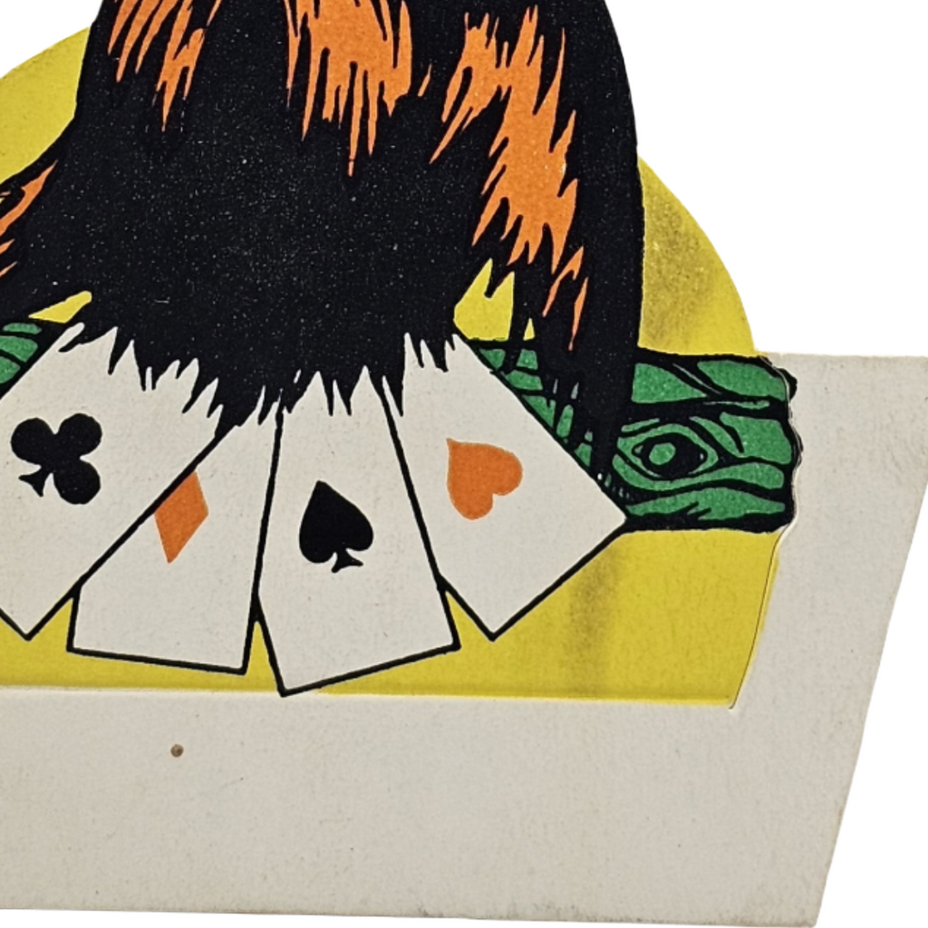 Rare 1920s Art Deco Vintage Dennison Halloween Die Cut Place Card – Fortune Telling Owl