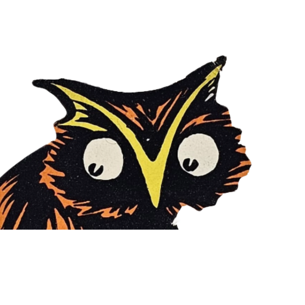 Rare 1920s Art Deco Vintage Dennison Halloween Die Cut Place Card – Fortune Telling Owl