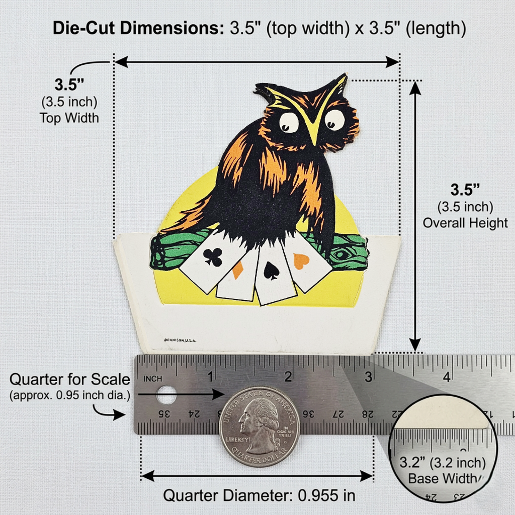 Rare 1920s Art Deco Vintage Dennison Halloween Die Cut Place Card – Fortune Telling Owl