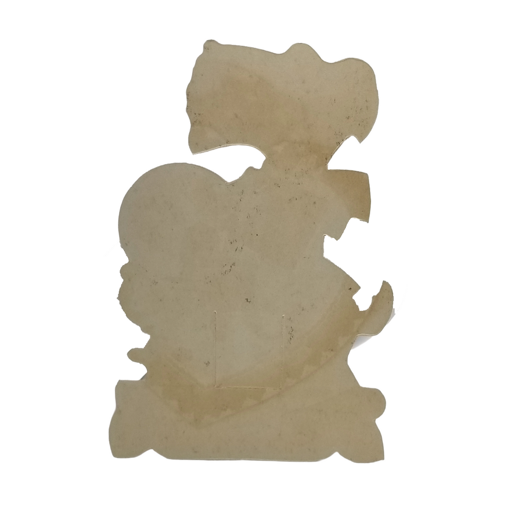Vintage Valentine Die Cut Anthropomorphic Dog Playing Heart Drum