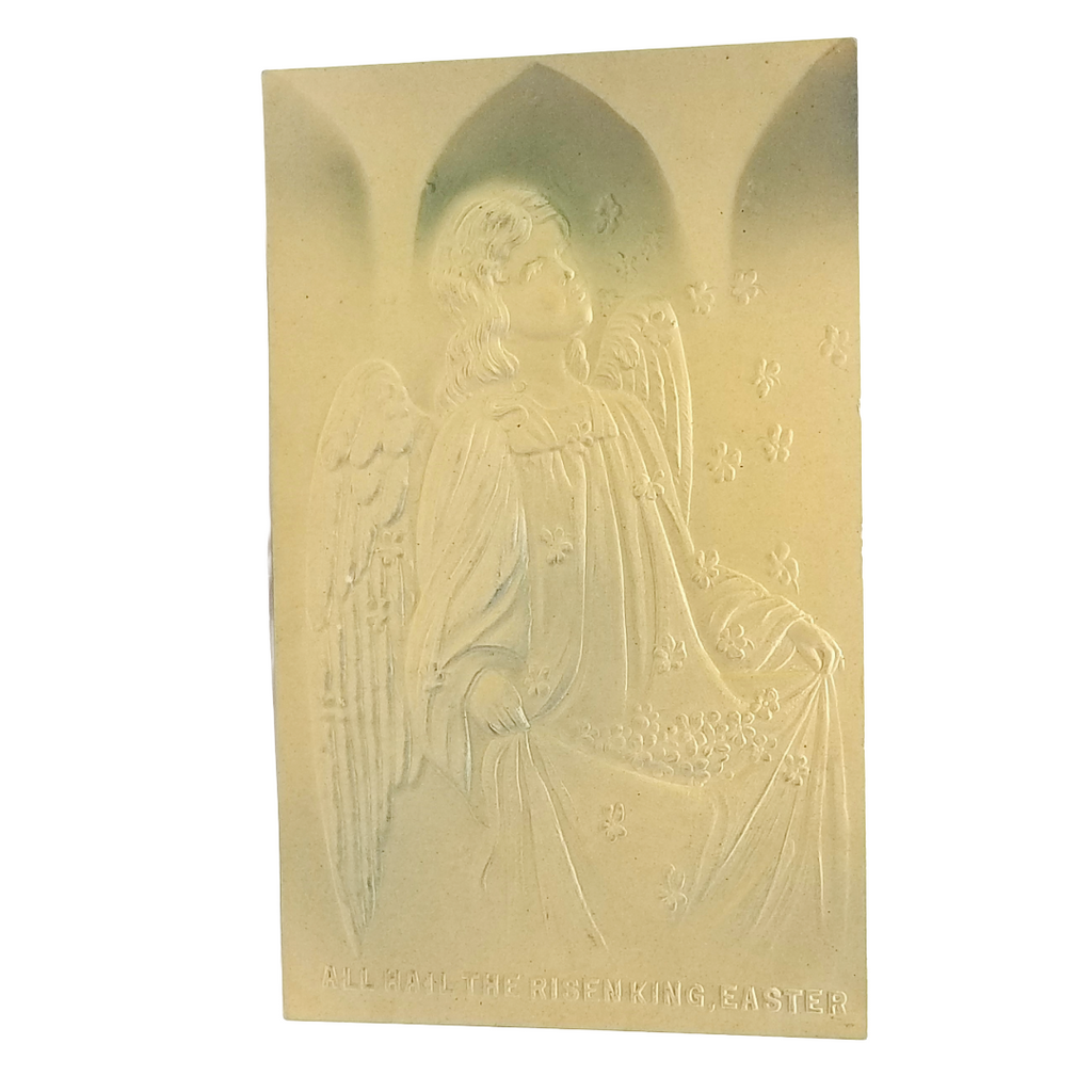 Easter Postcard Angel Standing in Church Airbrush Style