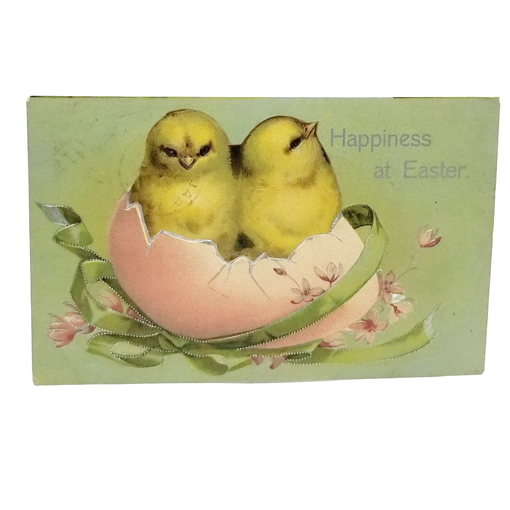 Easter Postcard Baby Chicks Hatching From Pink Egg IAP Series 608