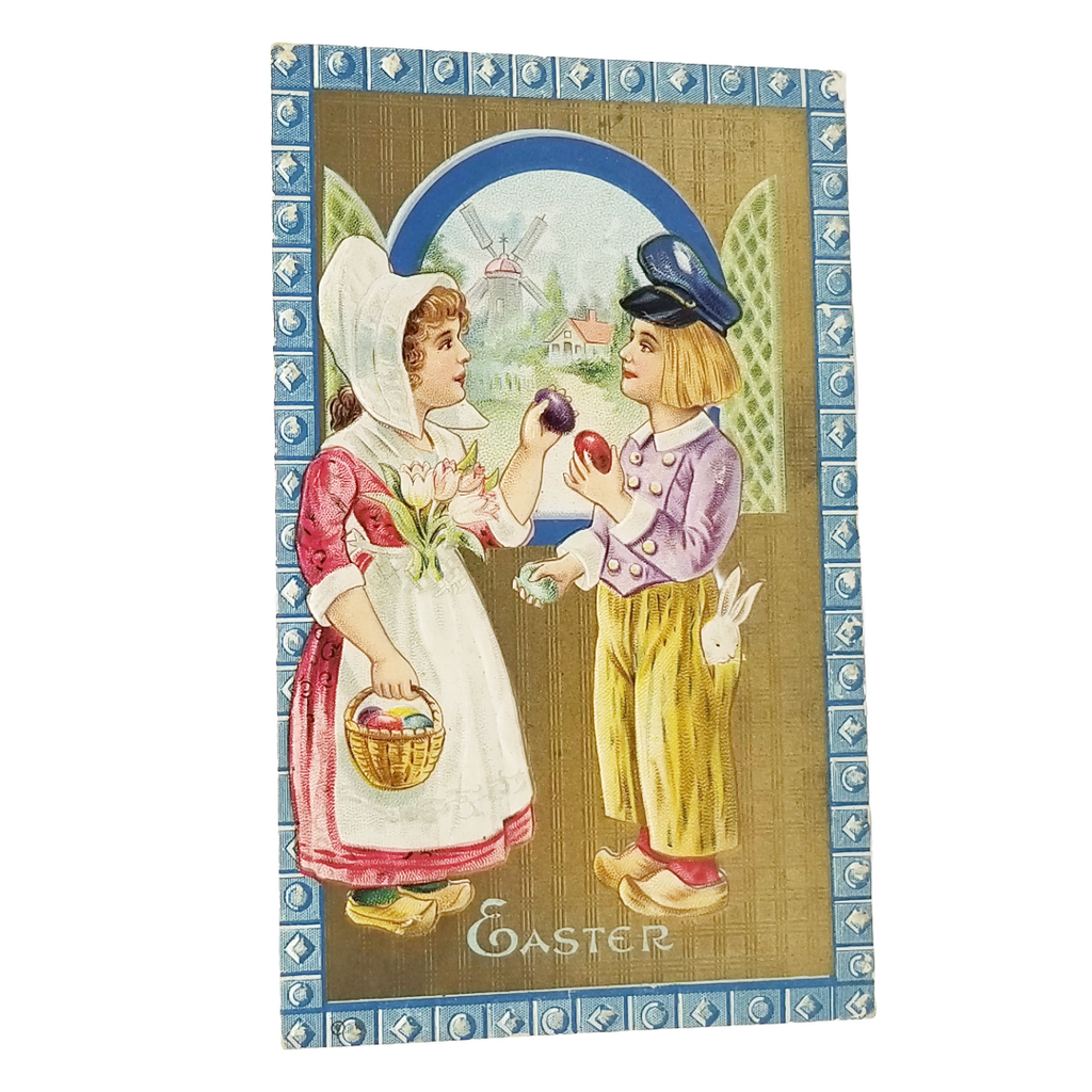 Easter Postcard Dutch Children Exchanging Painted Eggs Series 25