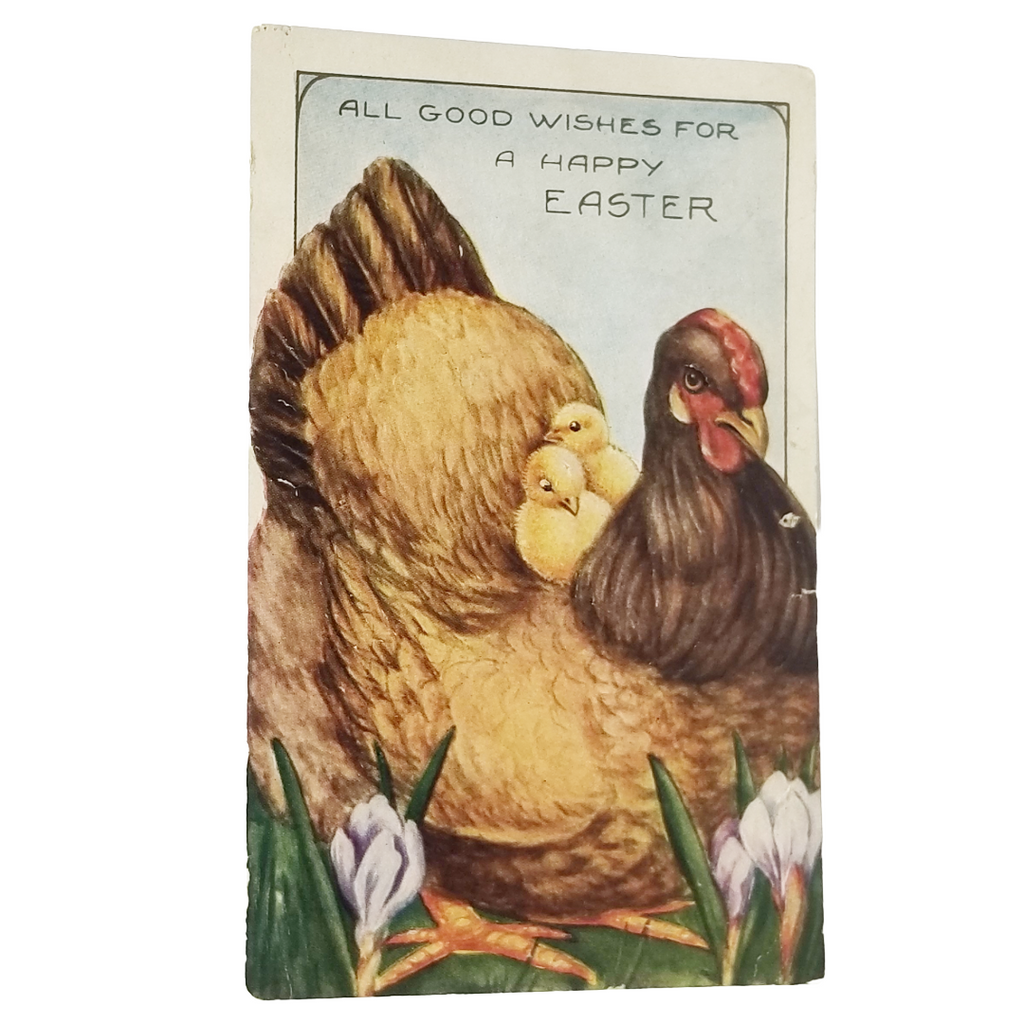 Easter Postcard Hen with Baby Chicks Whitney Publishing