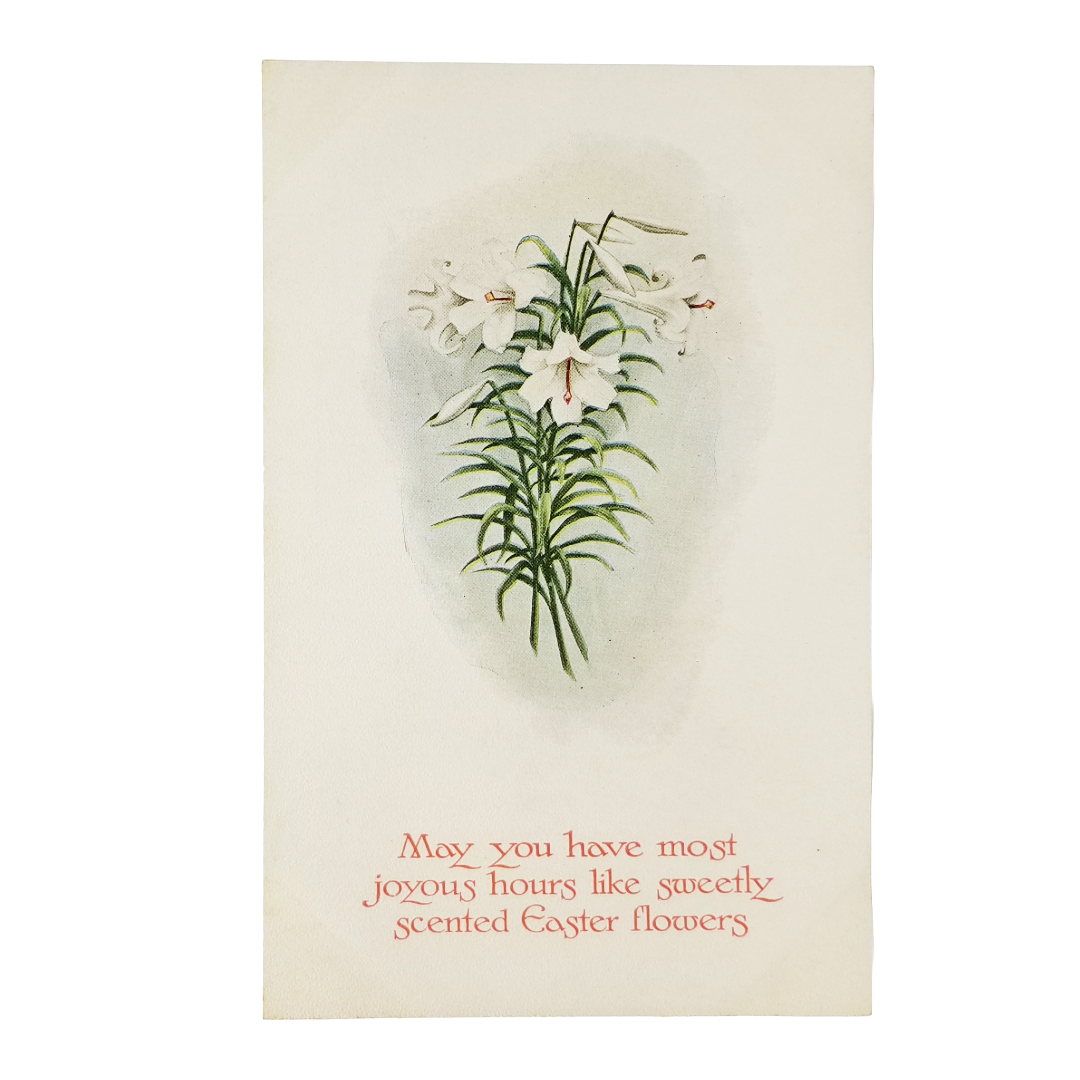 Easter Postcard White Lilies Embossed Card Gibson Publishing