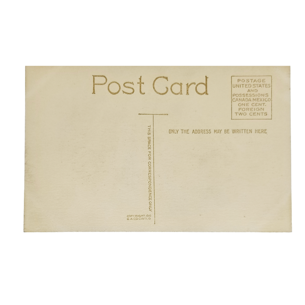 Easter Postcard Sepia Card with Church Landscape & Poem
