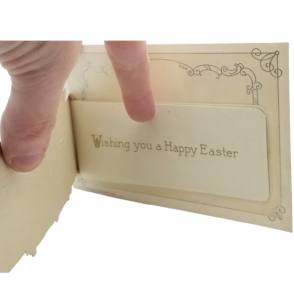 Easter Postcard Attached Mechanical Poem Booklet Lilies & Violets Winsch Publishing