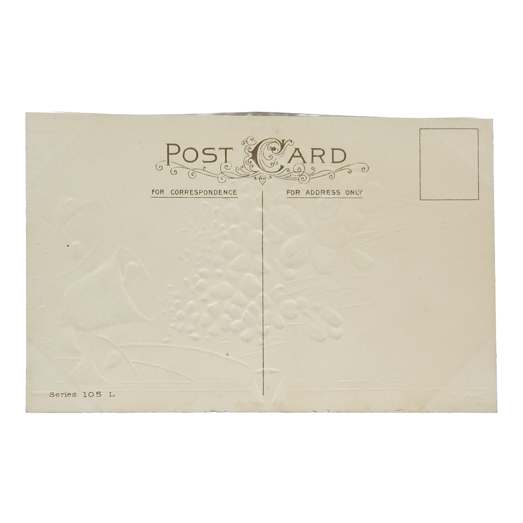 Easter Postcard Field of Violets Embossed Gold with Bells