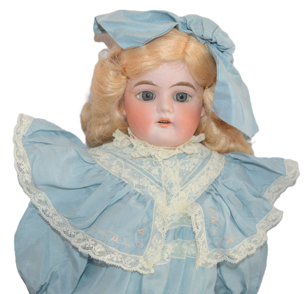 German Bisque Doll Antique Porcelain Mohair Wig Sleep Eyes Marked Special  Kley Hahn 20