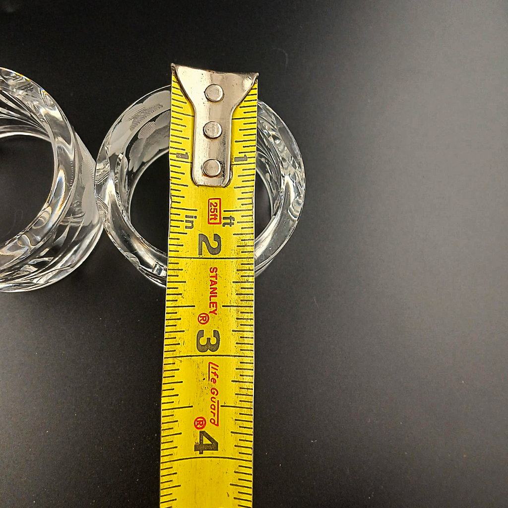 Vintage McKee Glass Co. Innovation 410 Cut Crystal Floral Napkin Rings - Set of 2