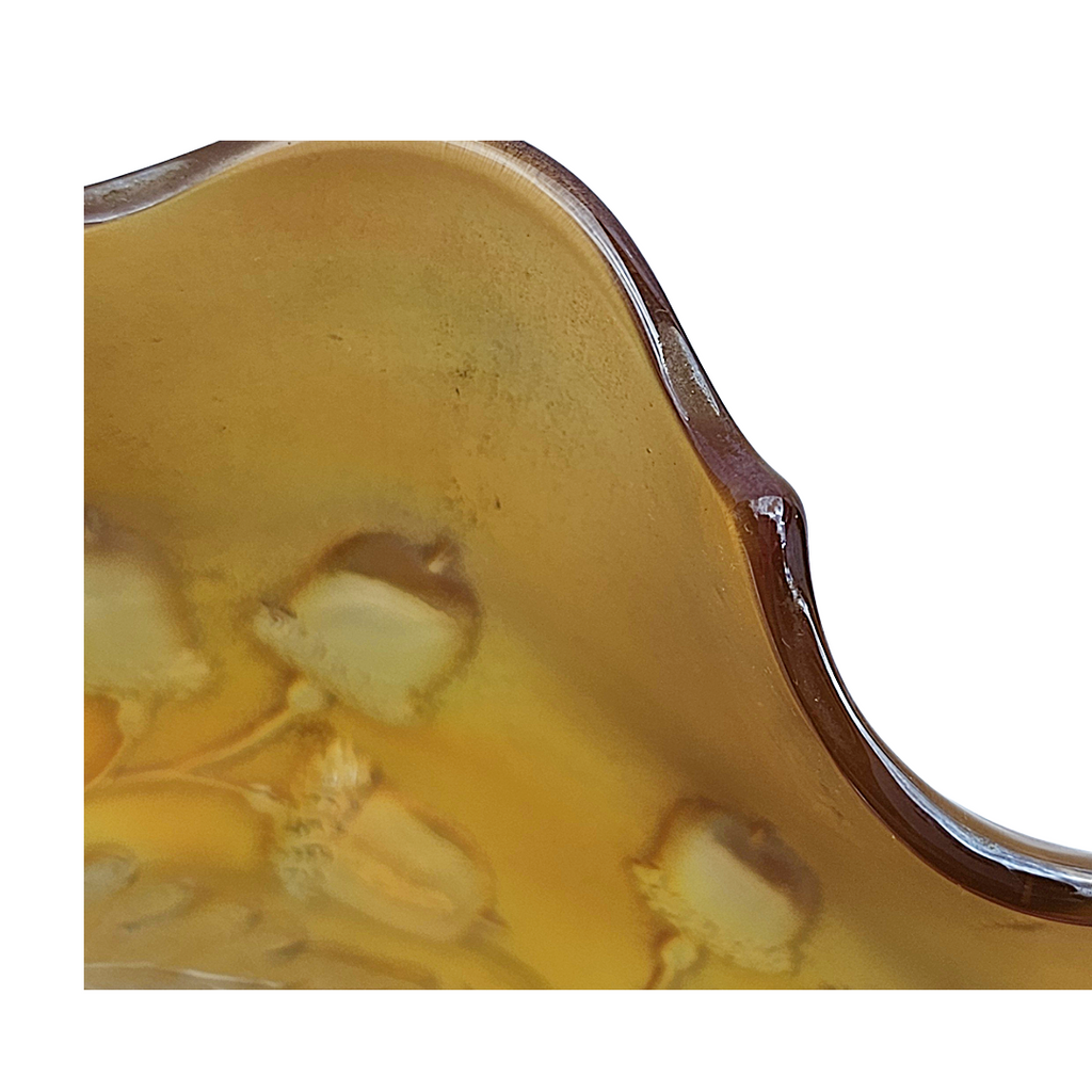 Antique Fenton Marigold Carnival Glass Bowl | 1920s Acorn and Oak Leaves Pattern Ruffle Dish