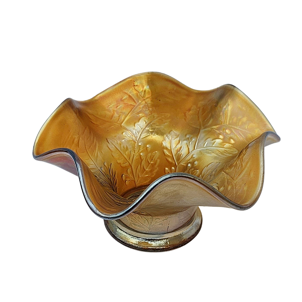 antique fenton holly berry marigold 
hat bowl