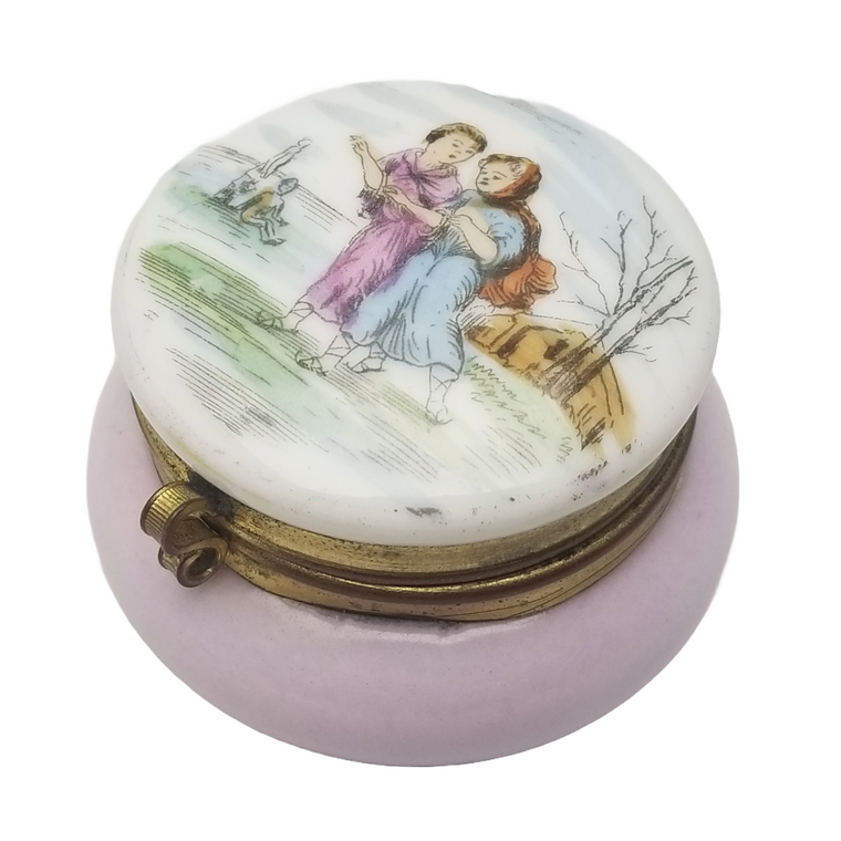 French Porcelain Patch Box Miniature Trinket Jar