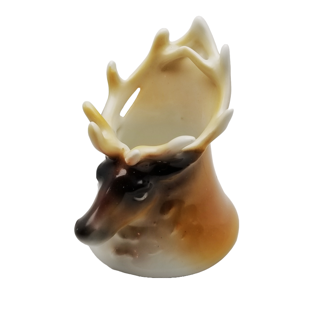 Royal Bayreuth Bavaria Elk Stag Buck Figural Toothpick Holder German Porcelain Decor