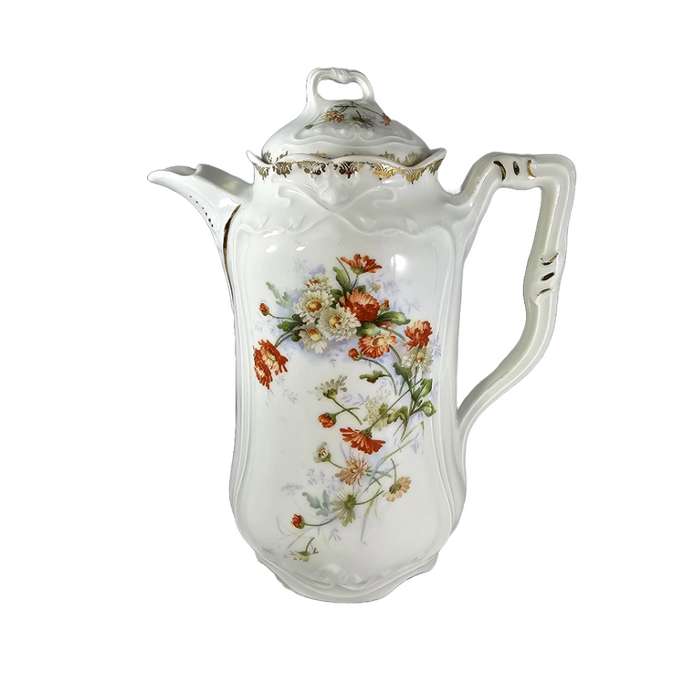 KPM Krister Waldenburg Porcelain Chocolate Pot Hand Painted Flowers