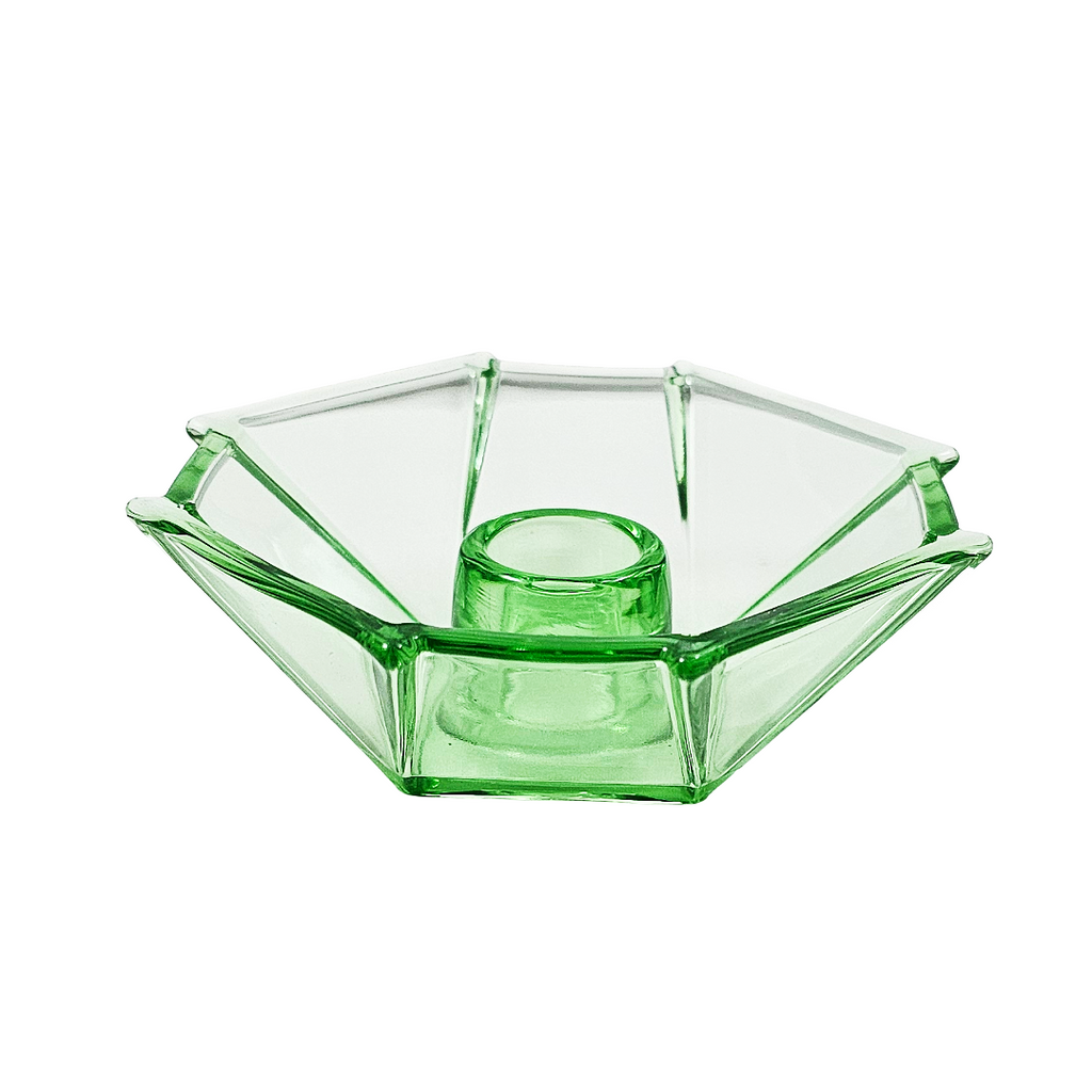 Fostoria Glass Green Candle Holder | No 2402 George Sakier | Art Deco Decor