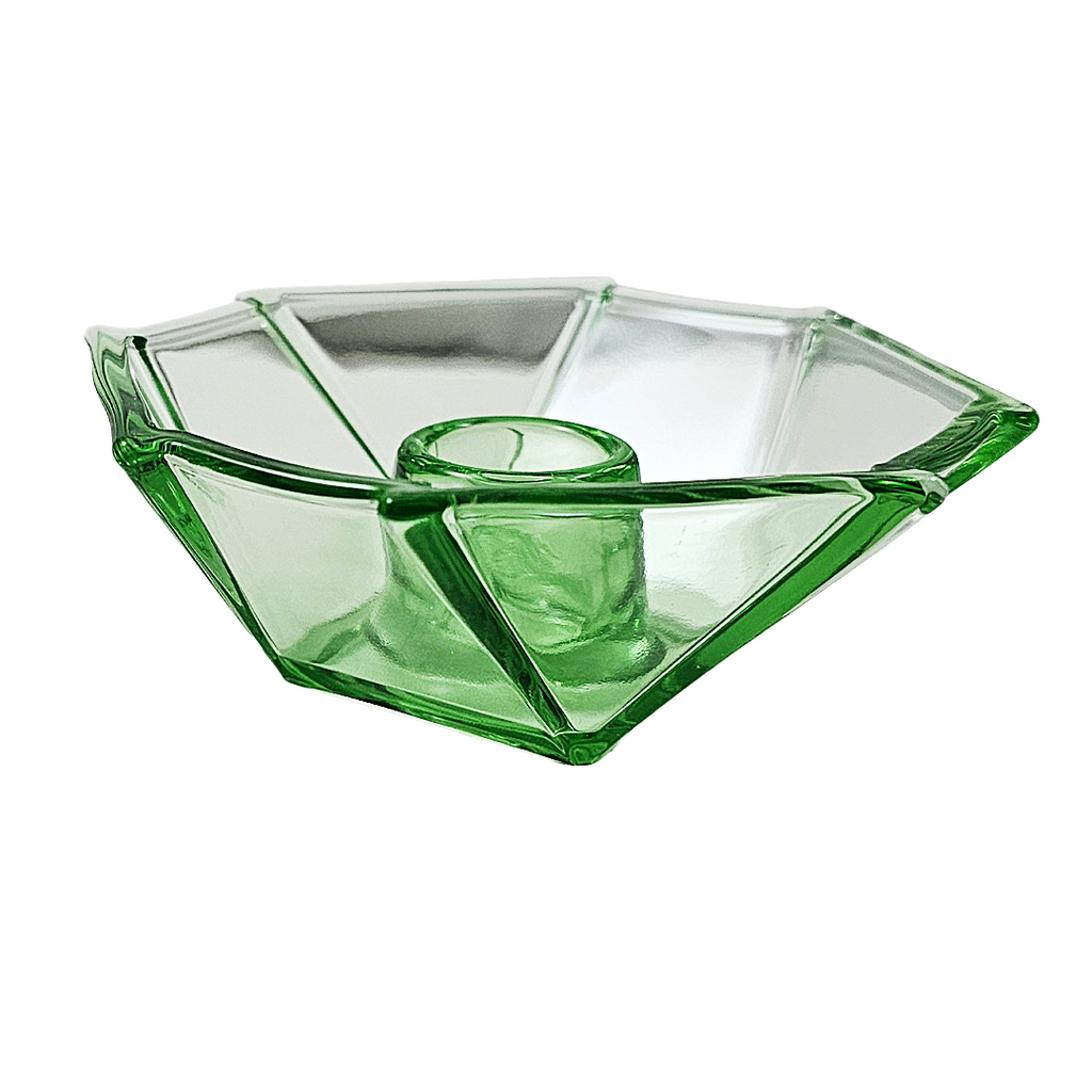 Fostoria Glass Green Candle Holder | No 2402 George Sakier | Art Deco Decor