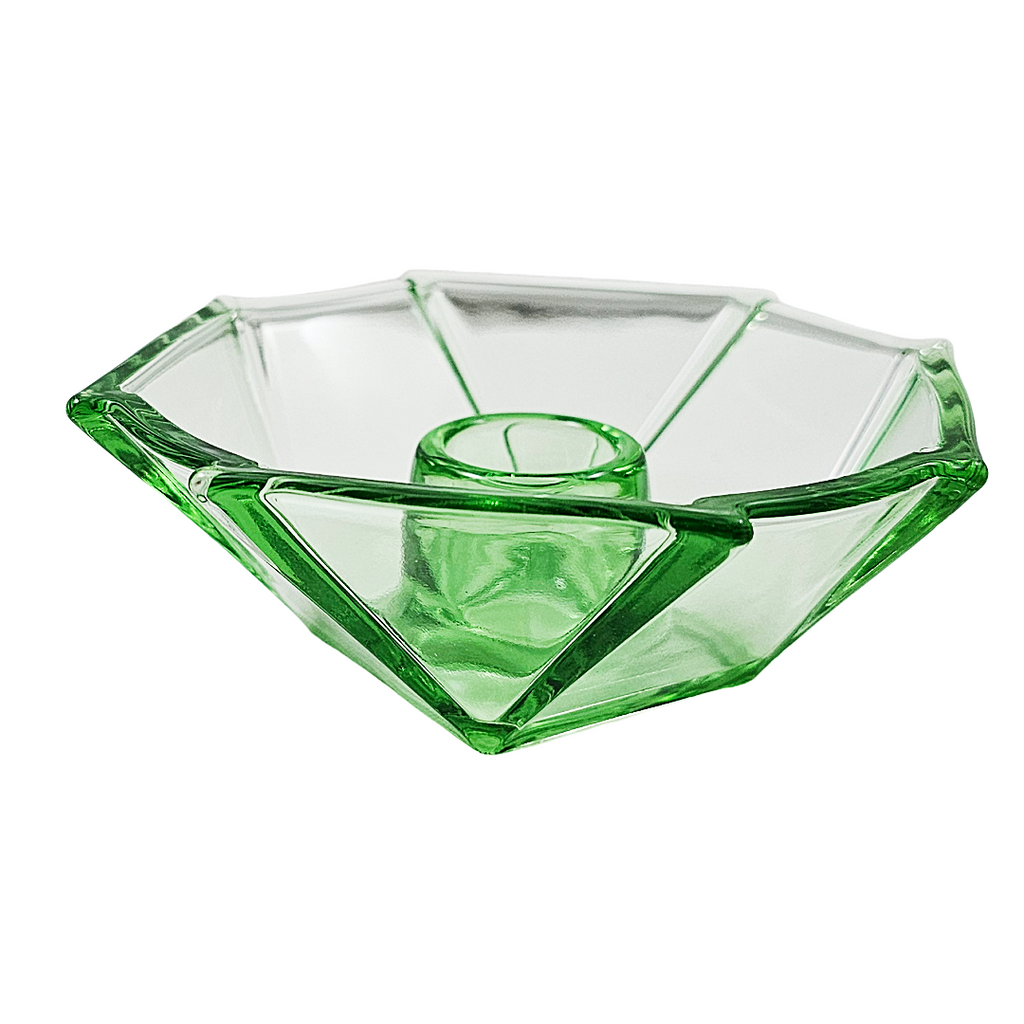 Fostoria Glass Green Candle Holder | No 2402 George Sakier | Art Deco Decor