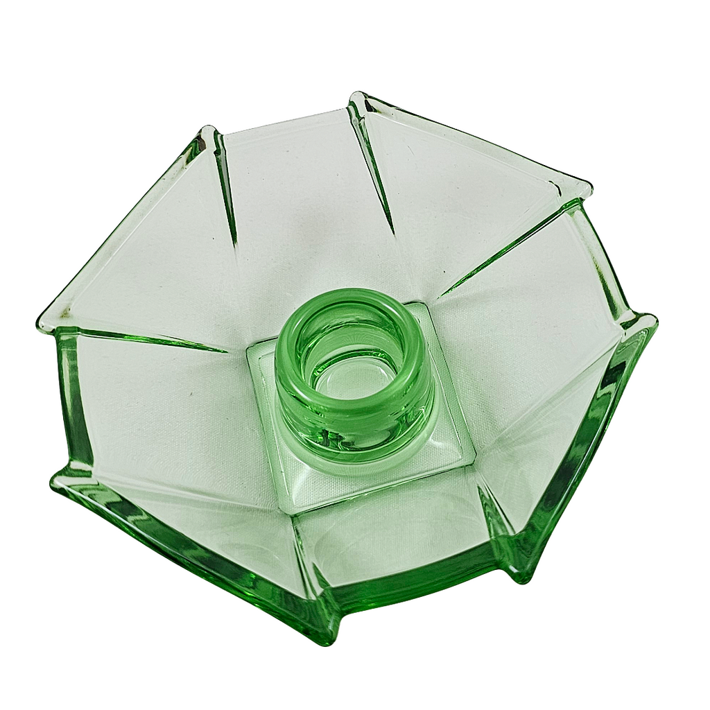 Fostoria Glass Green Candle Holder | No 2402 George Sakier | Art Deco Decor