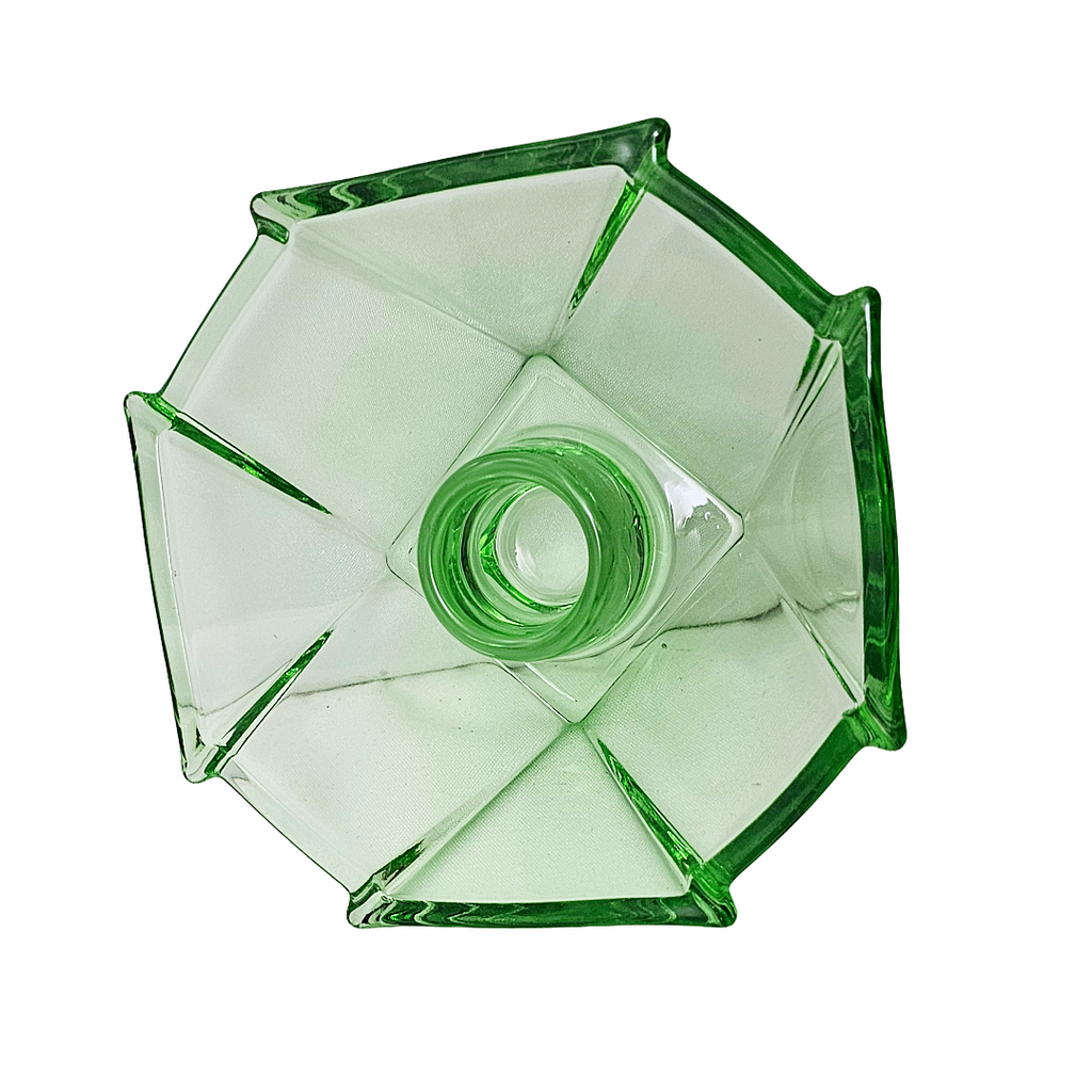 Fostoria Glass Green Candle Holder | No 2402 George Sakier | Art Deco Decor