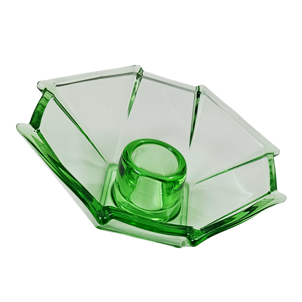Fostoria Glass Green Candle Holder | No 2402 George Sakier | Art Deco Decor