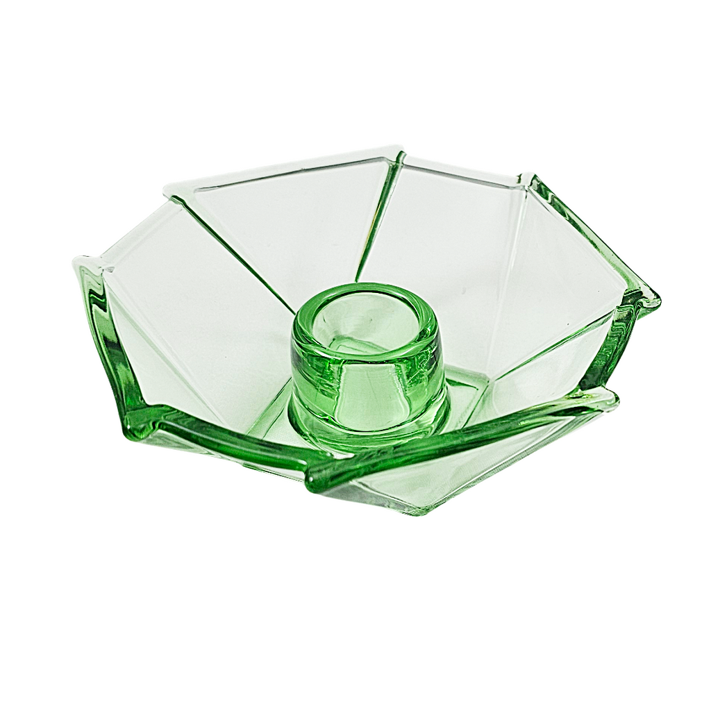 Fostoria Glass Green Candle Holder | No 2402 George Sakier | Art Deco Decor