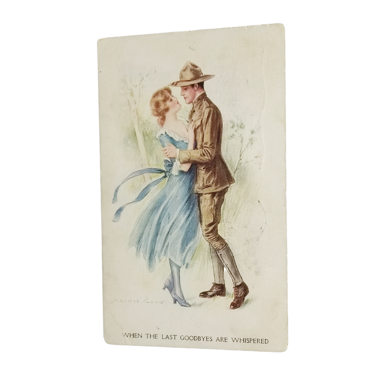 WWI Postcard Soldier & Girl Dancing Artist Archie Gunn Romance Card